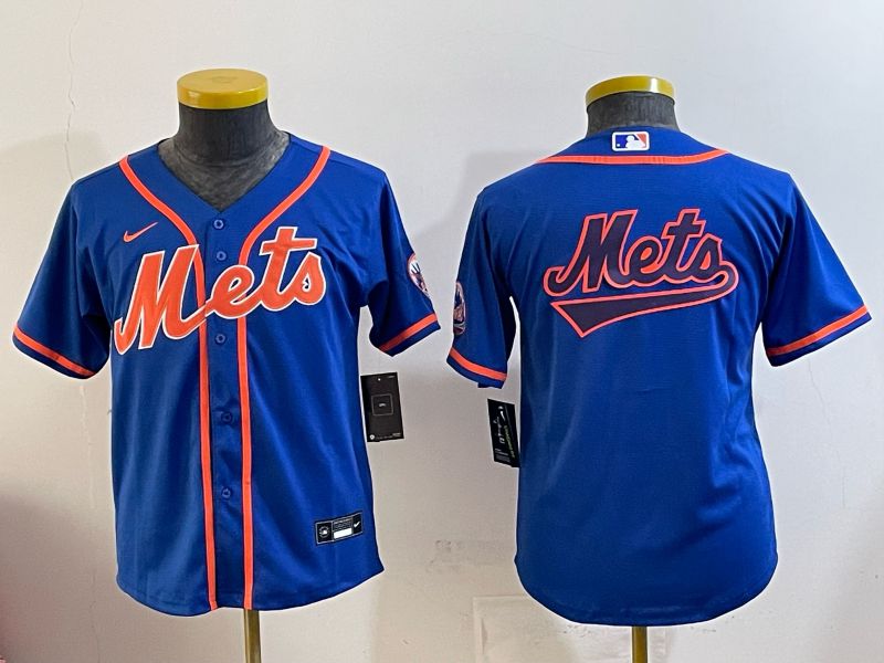 Youth New York Mets Blank Blue Game 2026 Nike MLB Jersey style 004